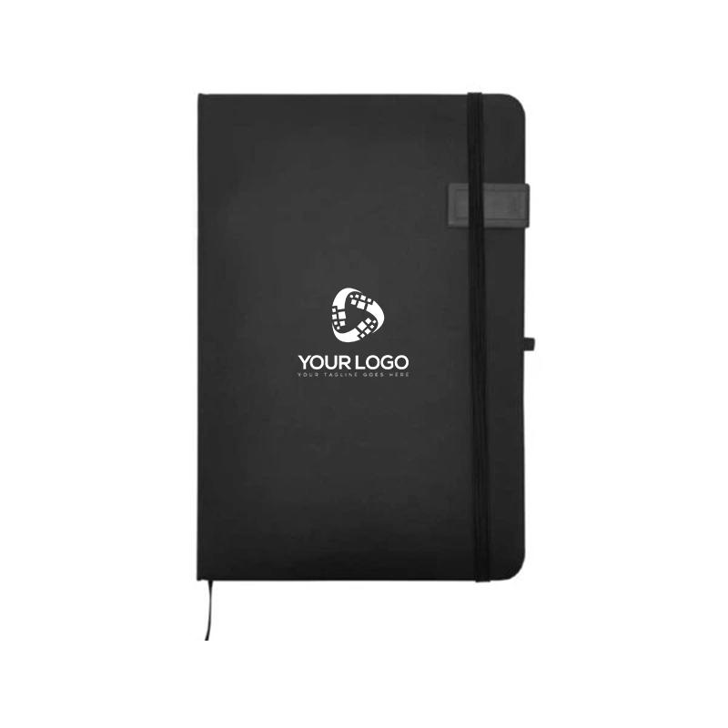 USB-MB A5 Size PU Leather Notebook with Elastic Band With Logo